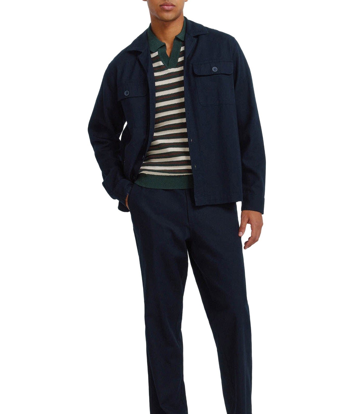 Slub Cotton Overshirt Dark Blue