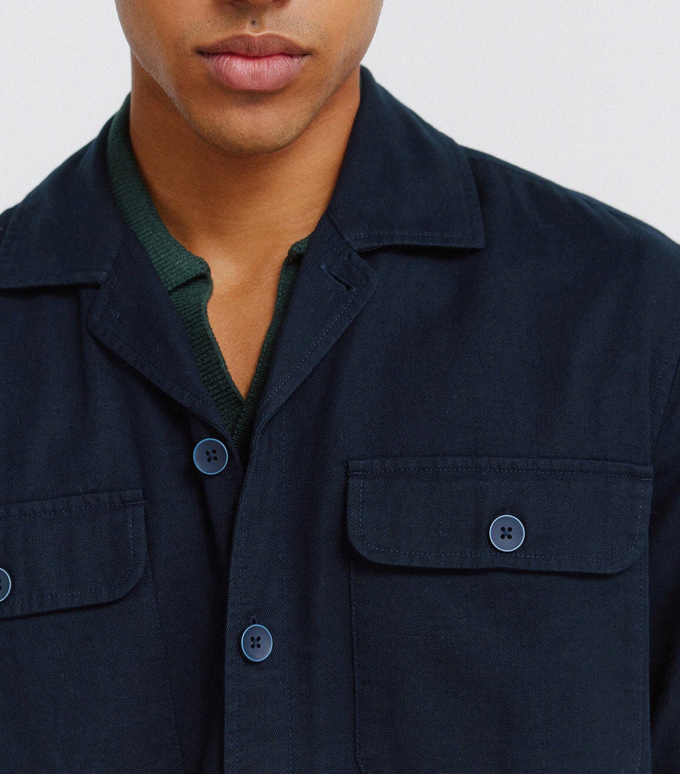 Slub Cotton Overshirt Dark Blue