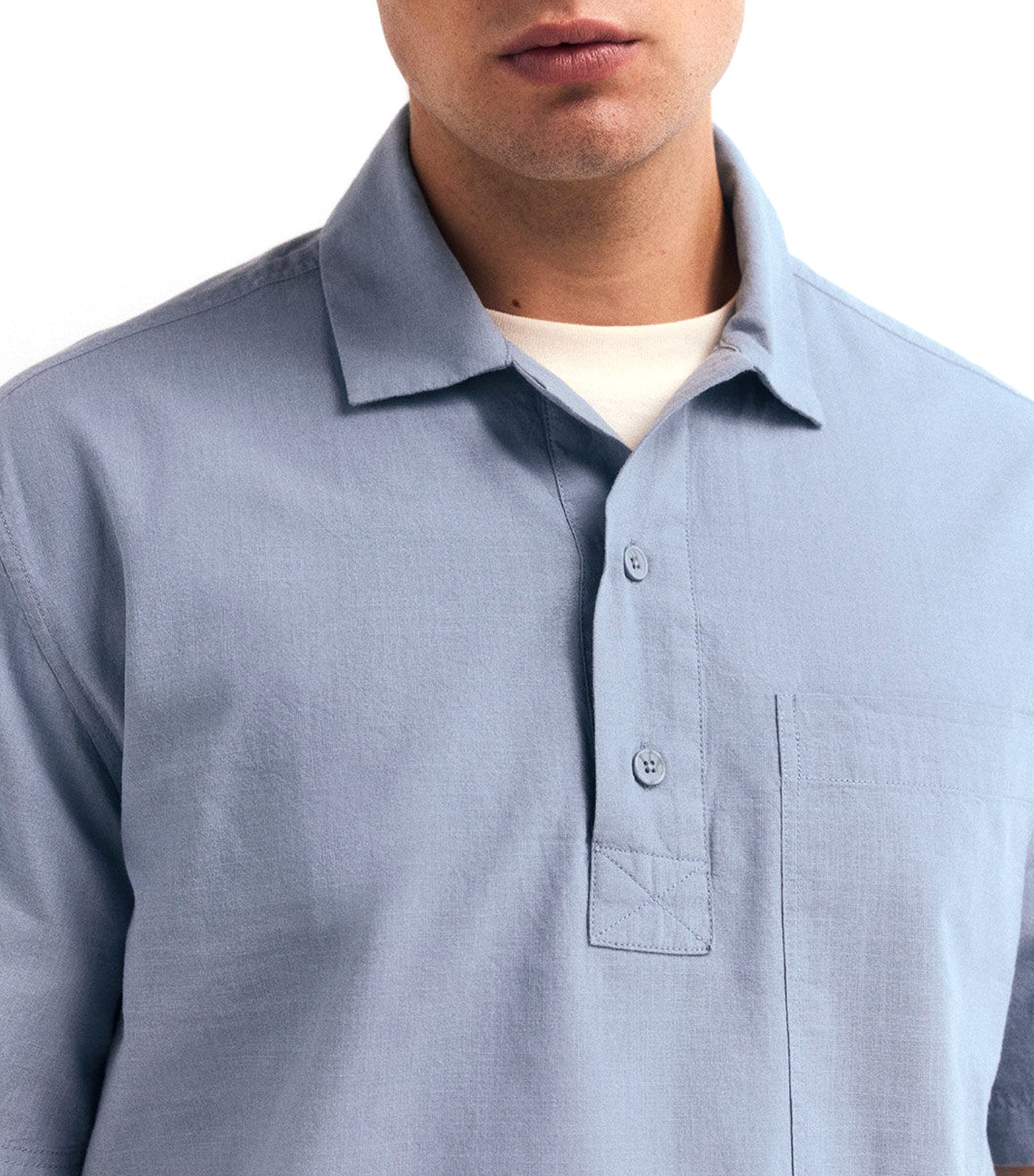 Springfield Short-Sleeved Cotton T-Shirt Slub Medium Blue