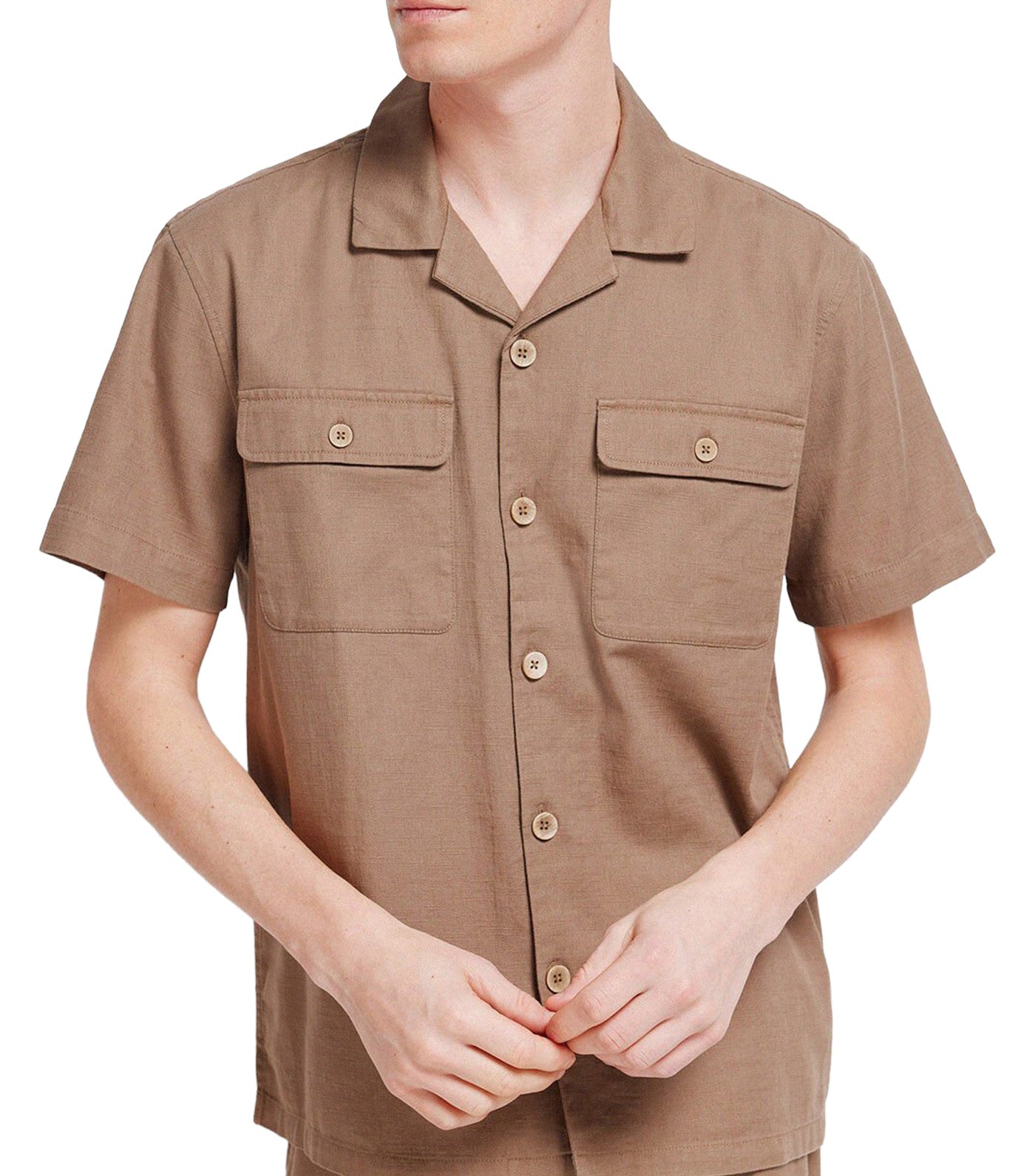 Short-Sleeved Overshirt Brown