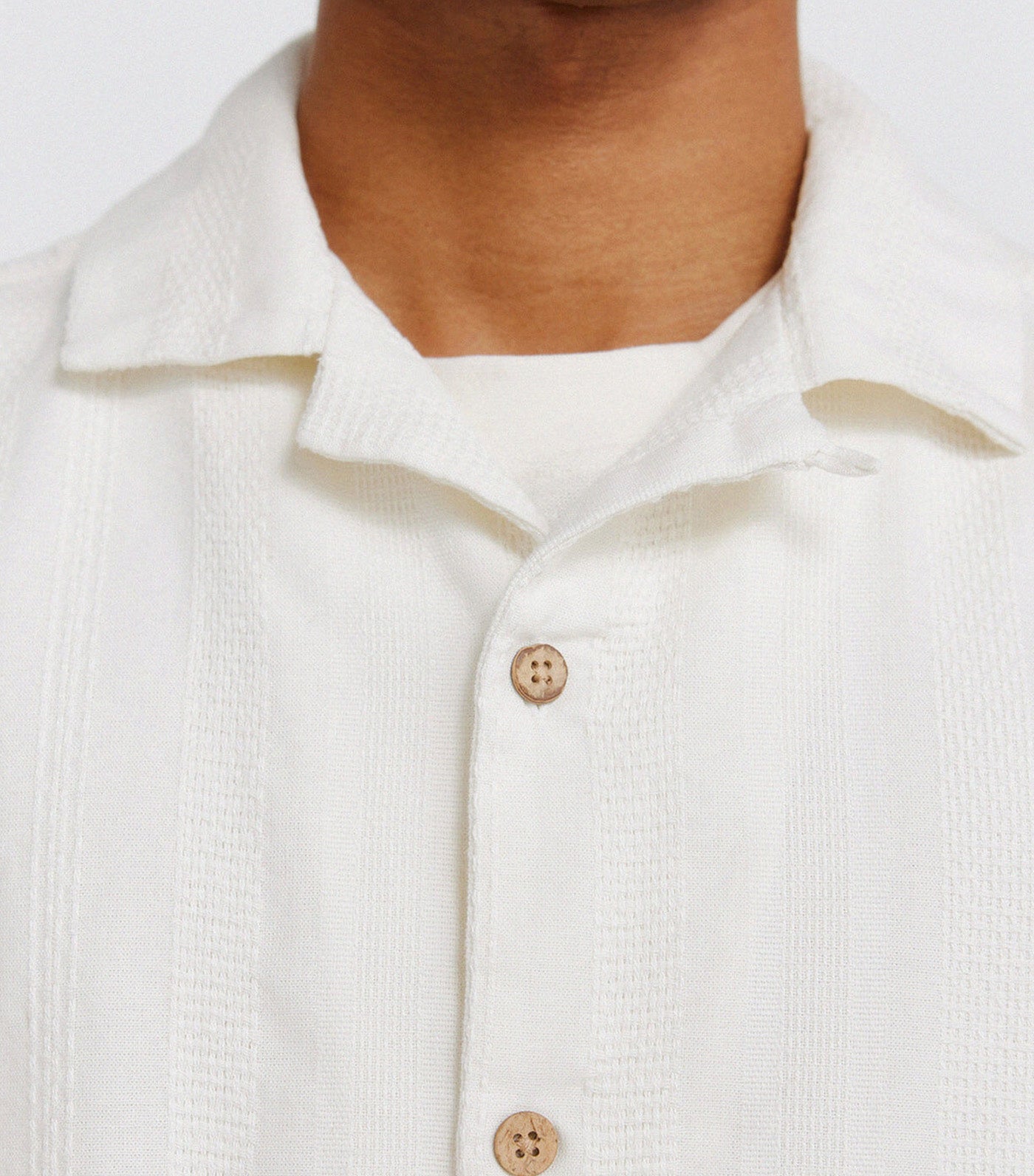 Springfield Jacquard Short-Sleeved Bowling Shirt Ivory
