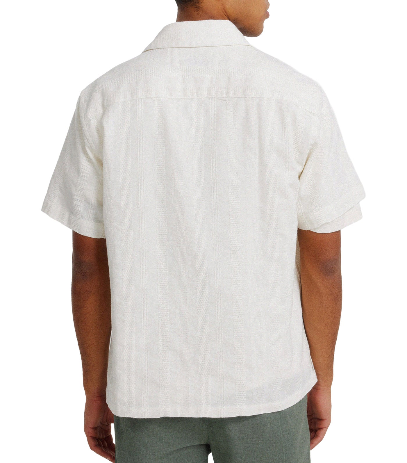 Springfield Jacquard Short-Sleeved Bowling Shirt Ivory