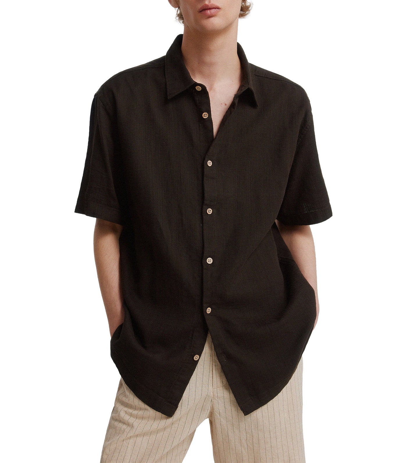 Rustic Short-Sleeved Shirt Brown Print