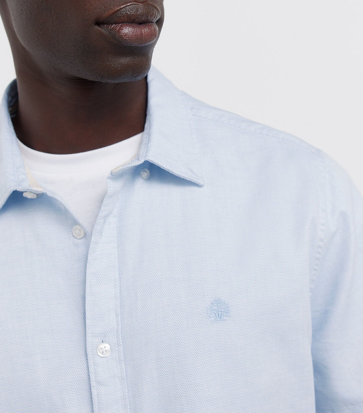Two-Tone Structured Short Sleeve Shirt Medium Blue