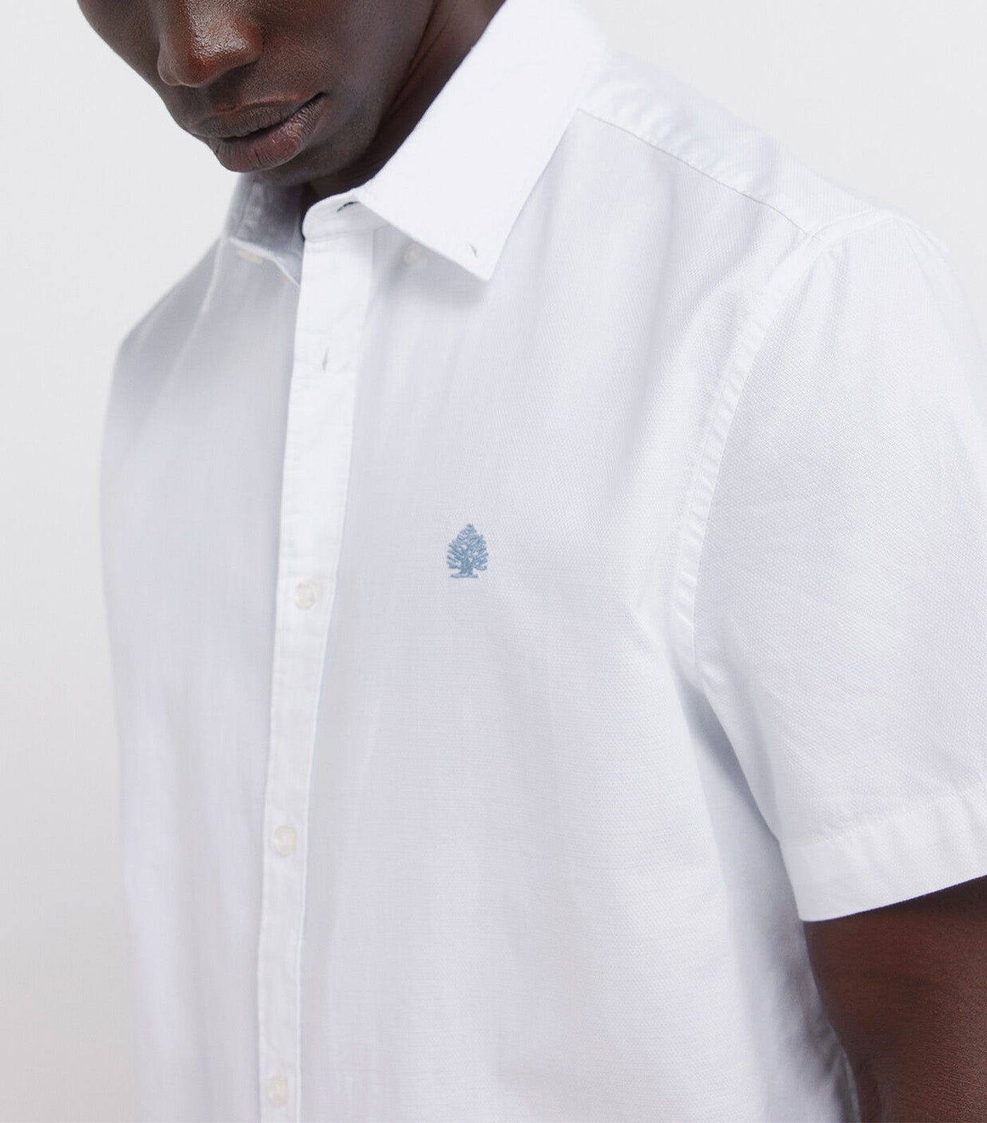 Two-Tone Structured Short Sleeve Shirt White