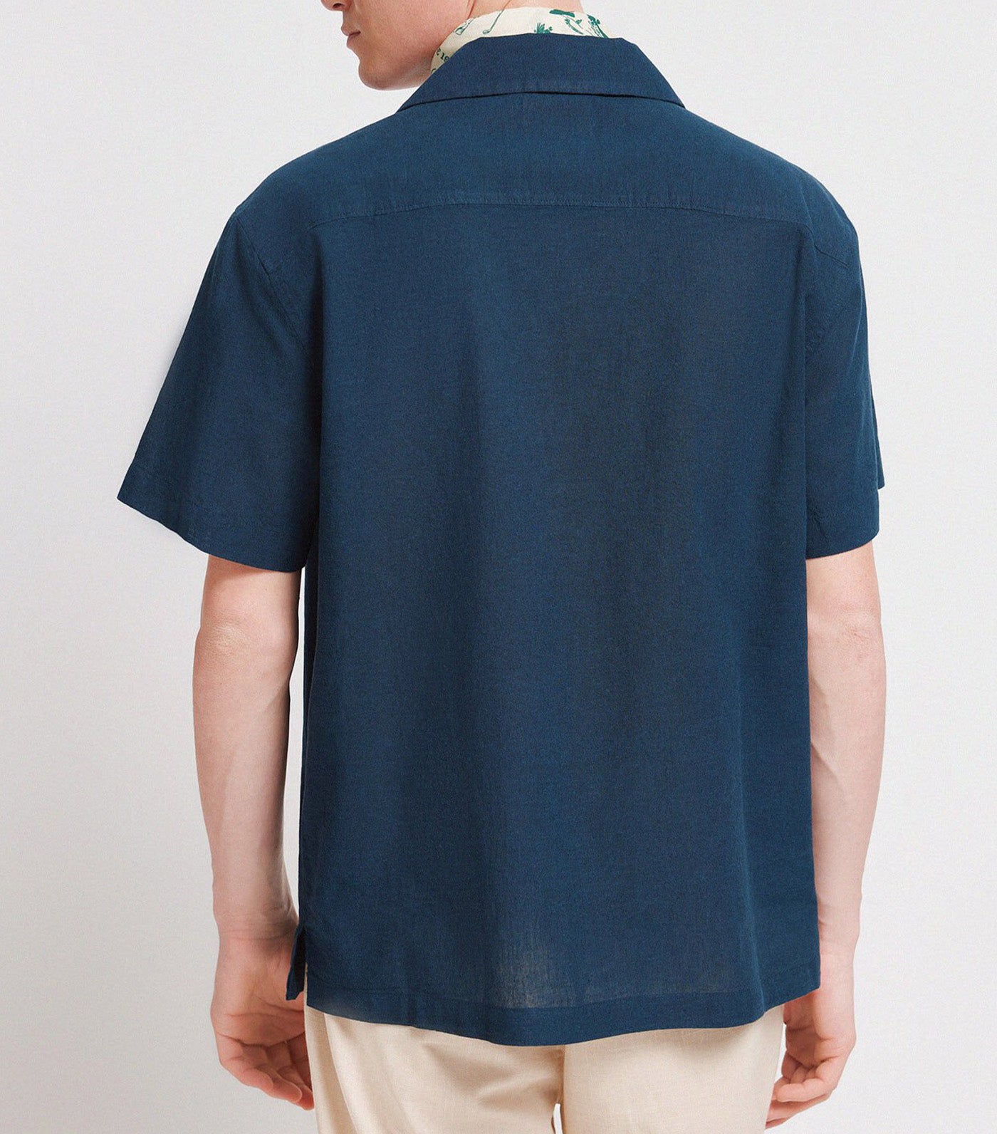 Springfield Short-Sleeved Linen Shirt Dark Blue