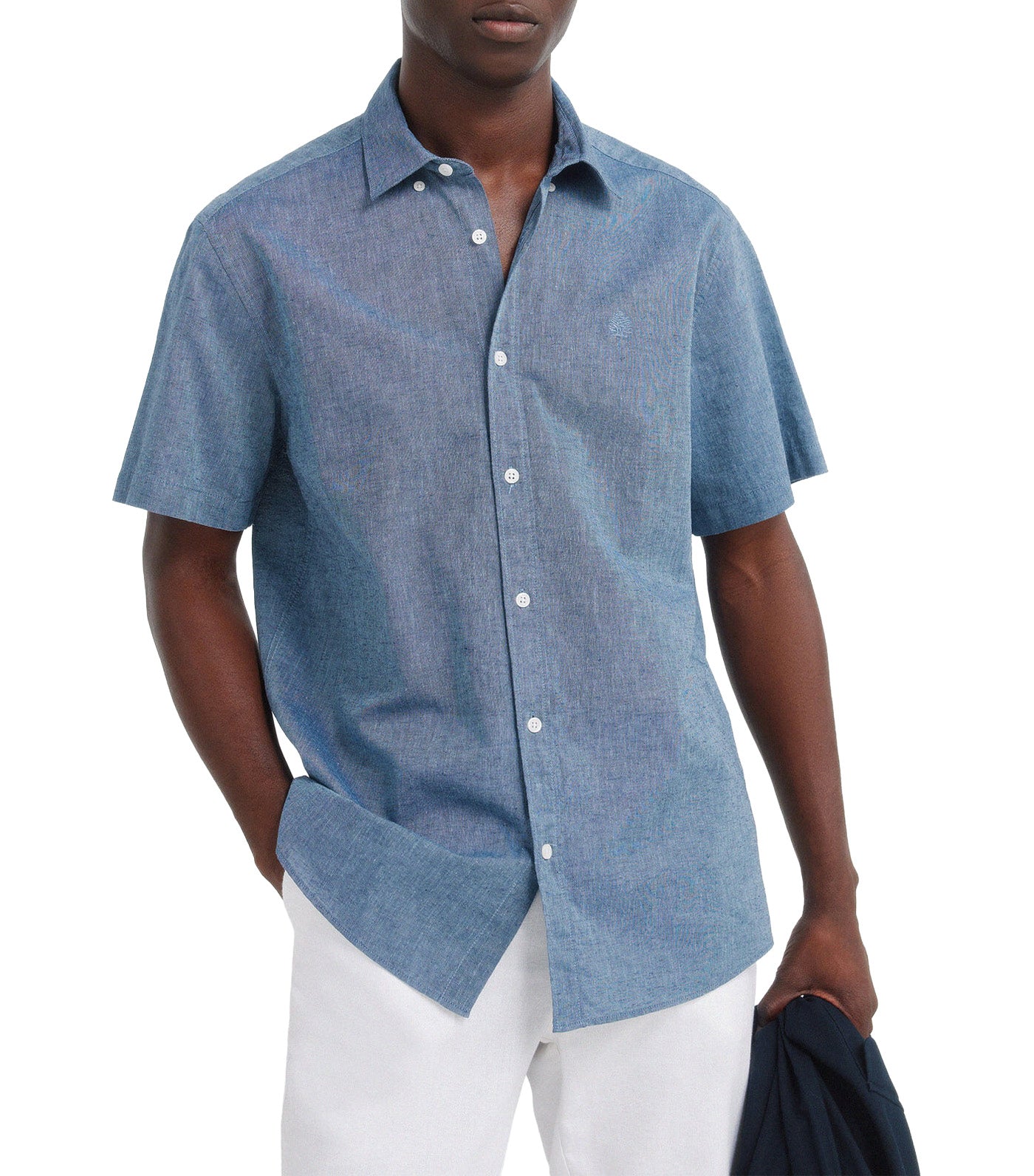 Linen Short Sleeve Shirt Medium Blue