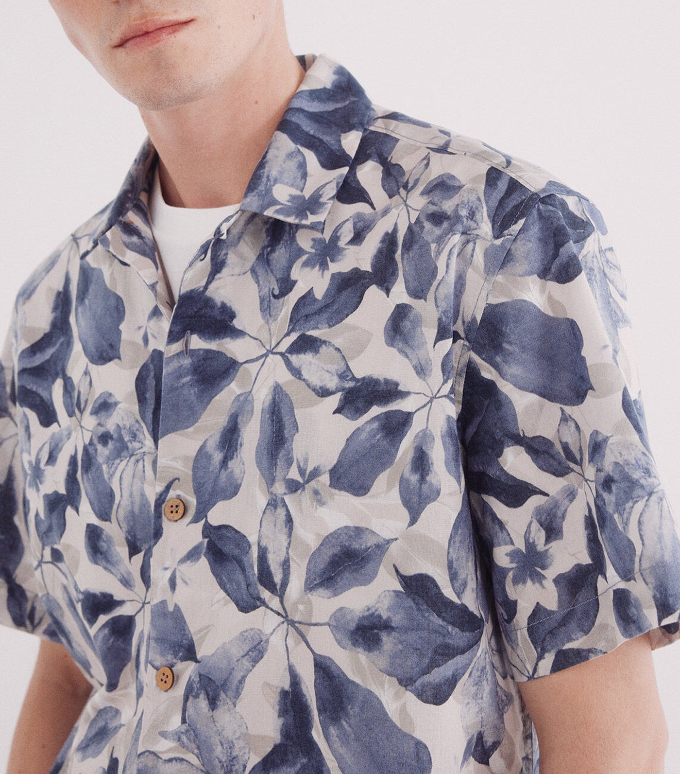 Printed Linen Short-Sleeved Shirt