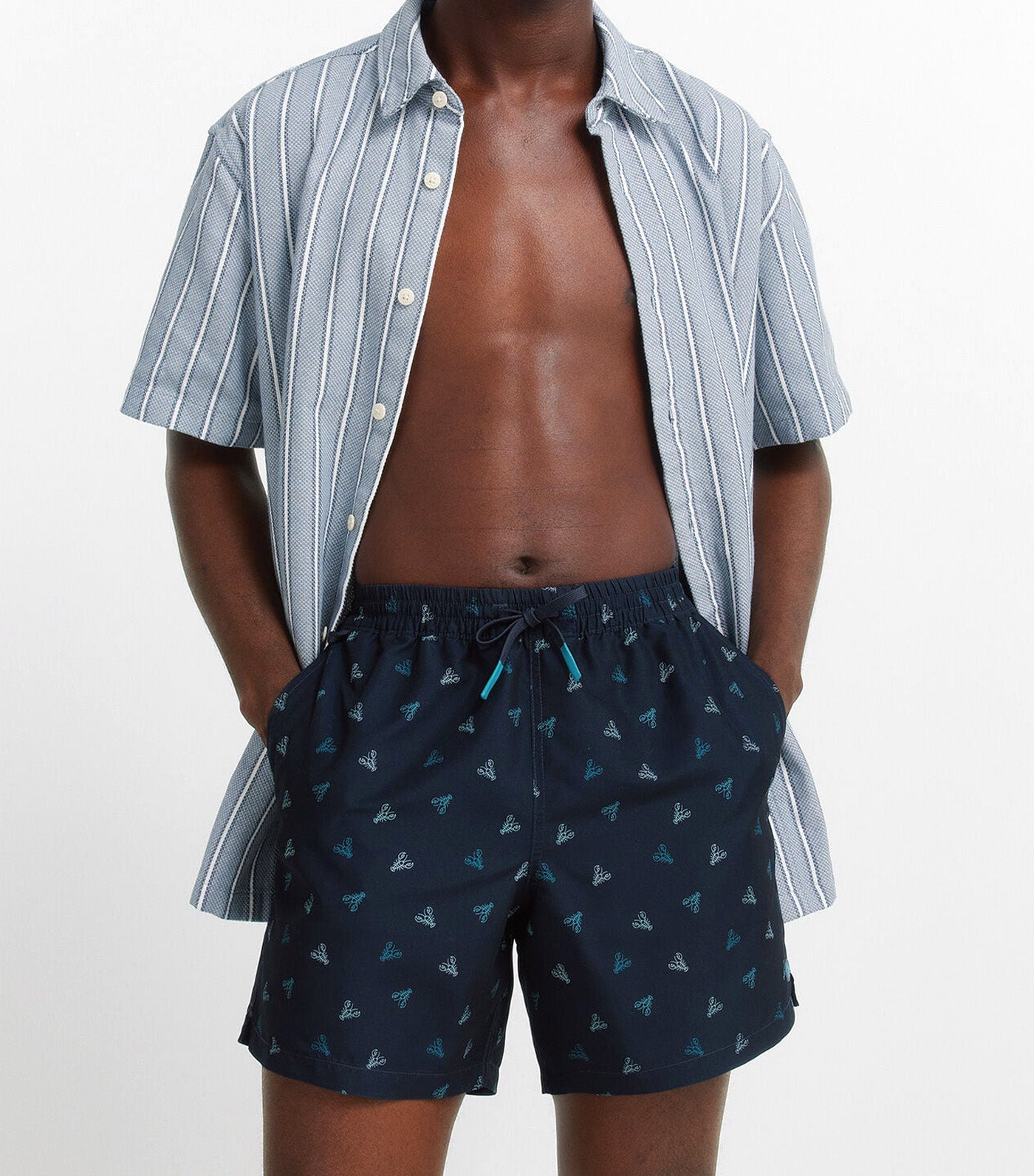 Lobster Print Swimwear Dark Blue