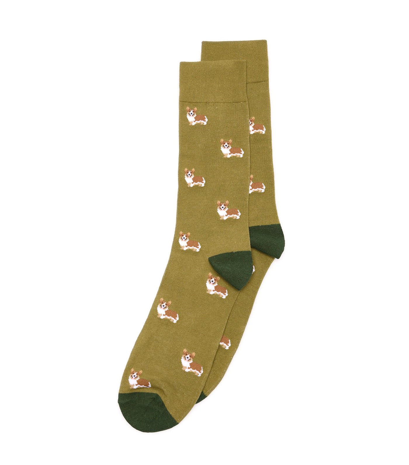 Corgi Dog Socks Khaki