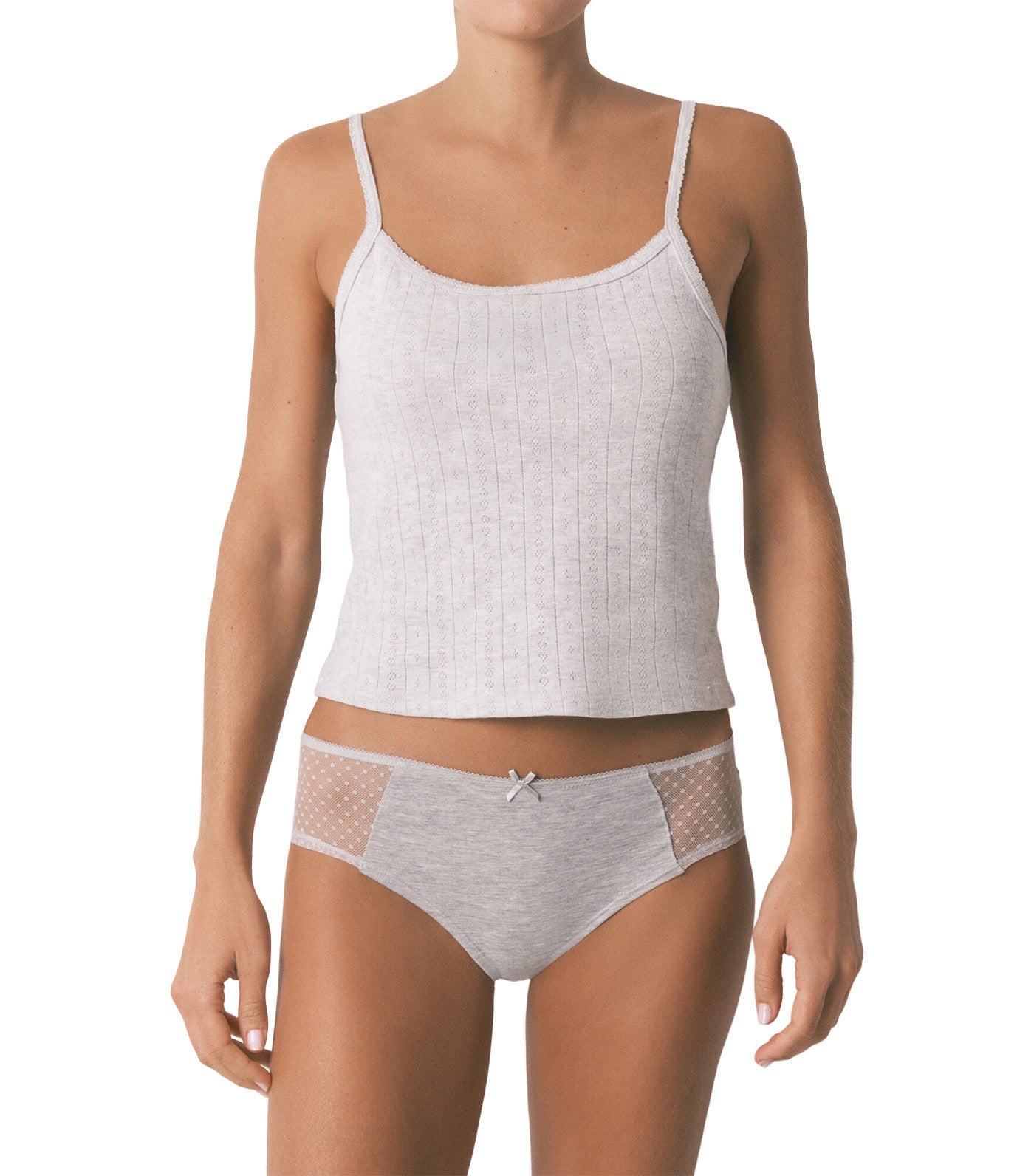 Cotton And Plumetis Classic Full Panty Medium Gray