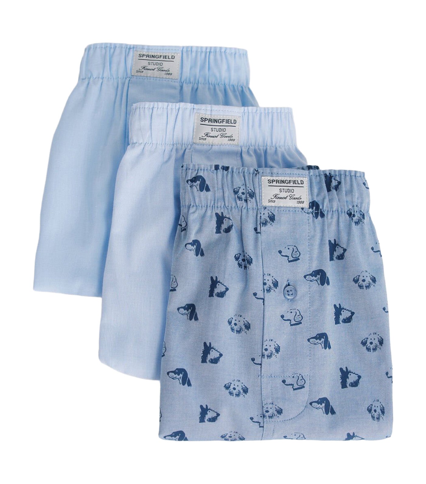 3-Pack Dog Print Underwear Light Blue