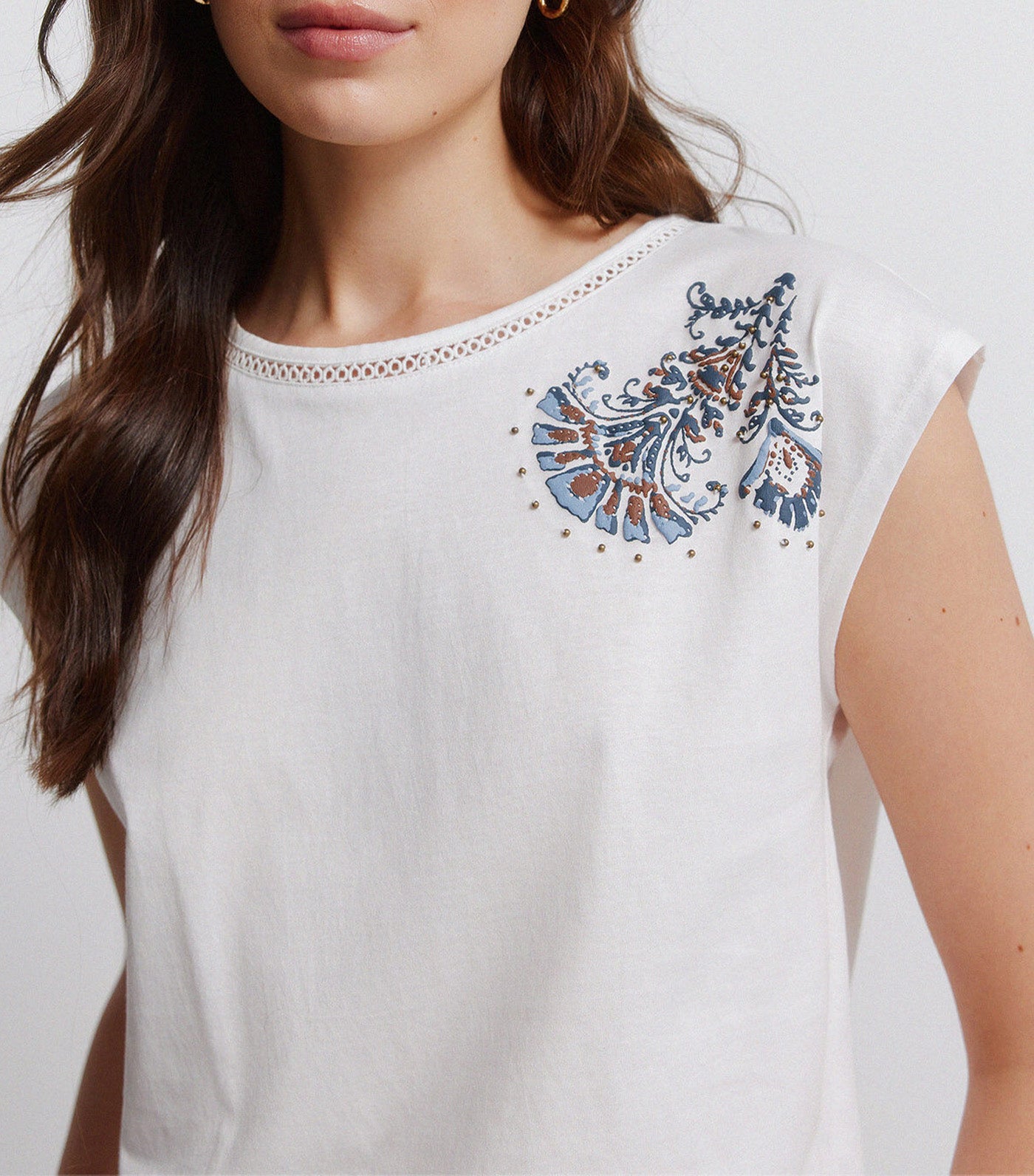 Polka-Dot Short Sleeve T-Shirt White