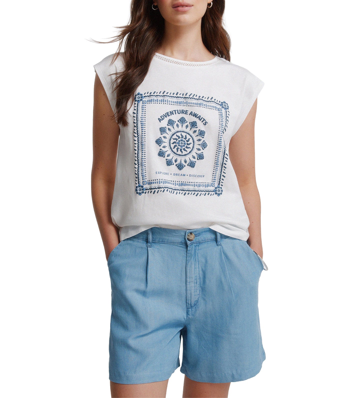 Polka-Dot Short Sleeve T-Shirt Ivory