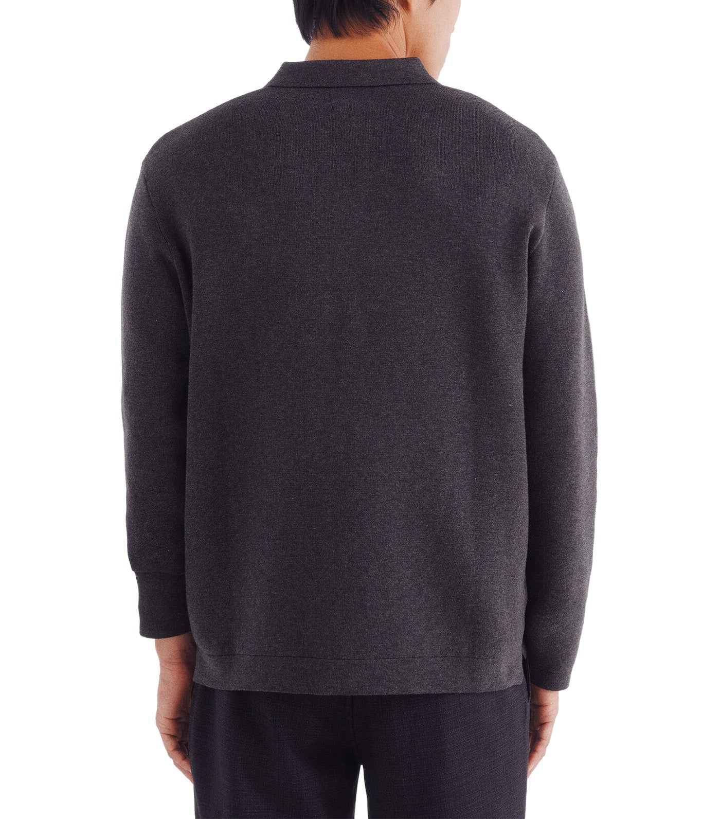 Polo Shirt Neck Sweater with Buttons Dark Gray