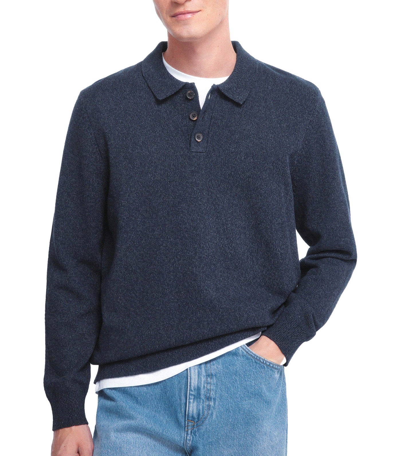 Polo Shirt Neck Jumper with Buttons