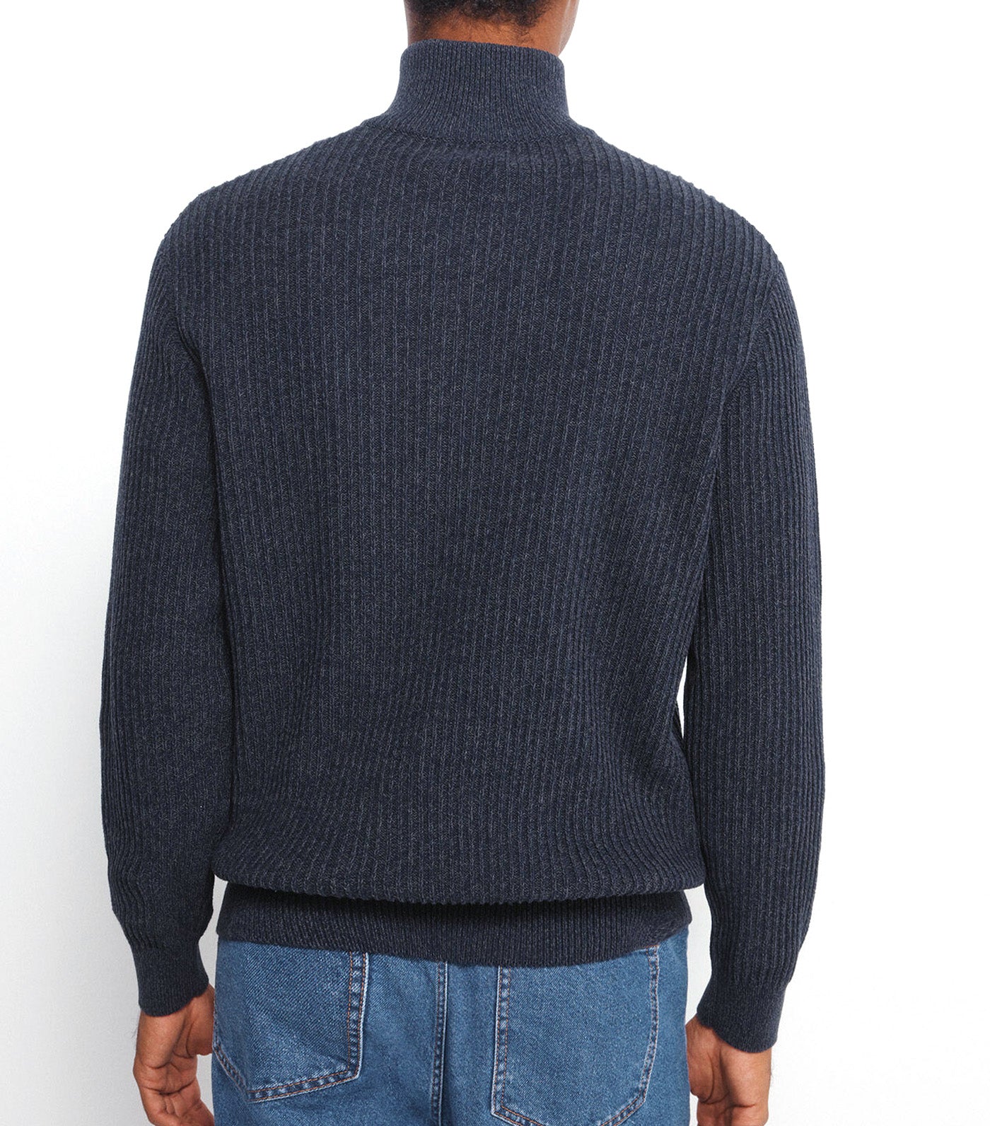 Ribbed Zip-Fastening Jumper
