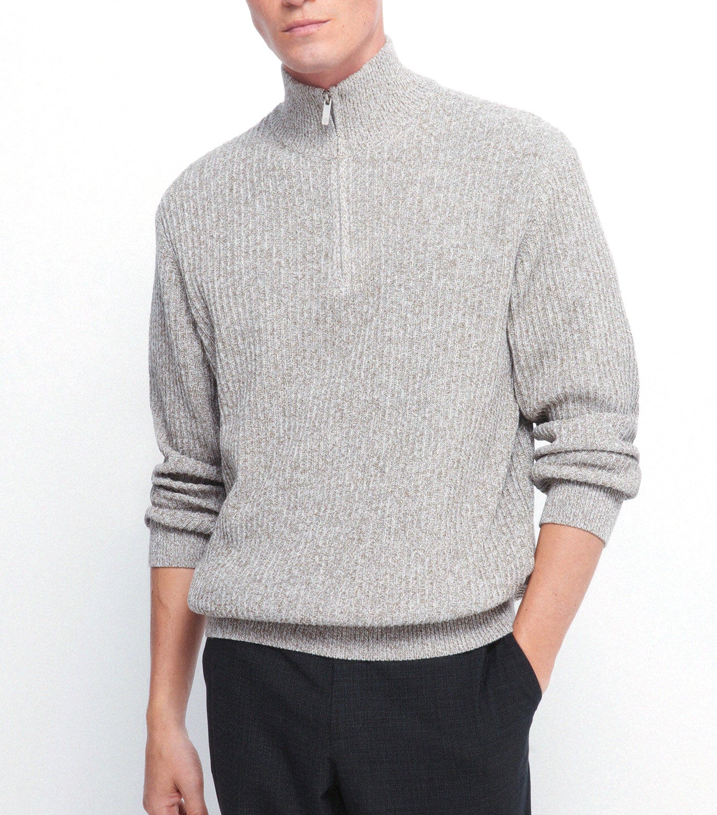Ribbed Zip-Fastening Jumper