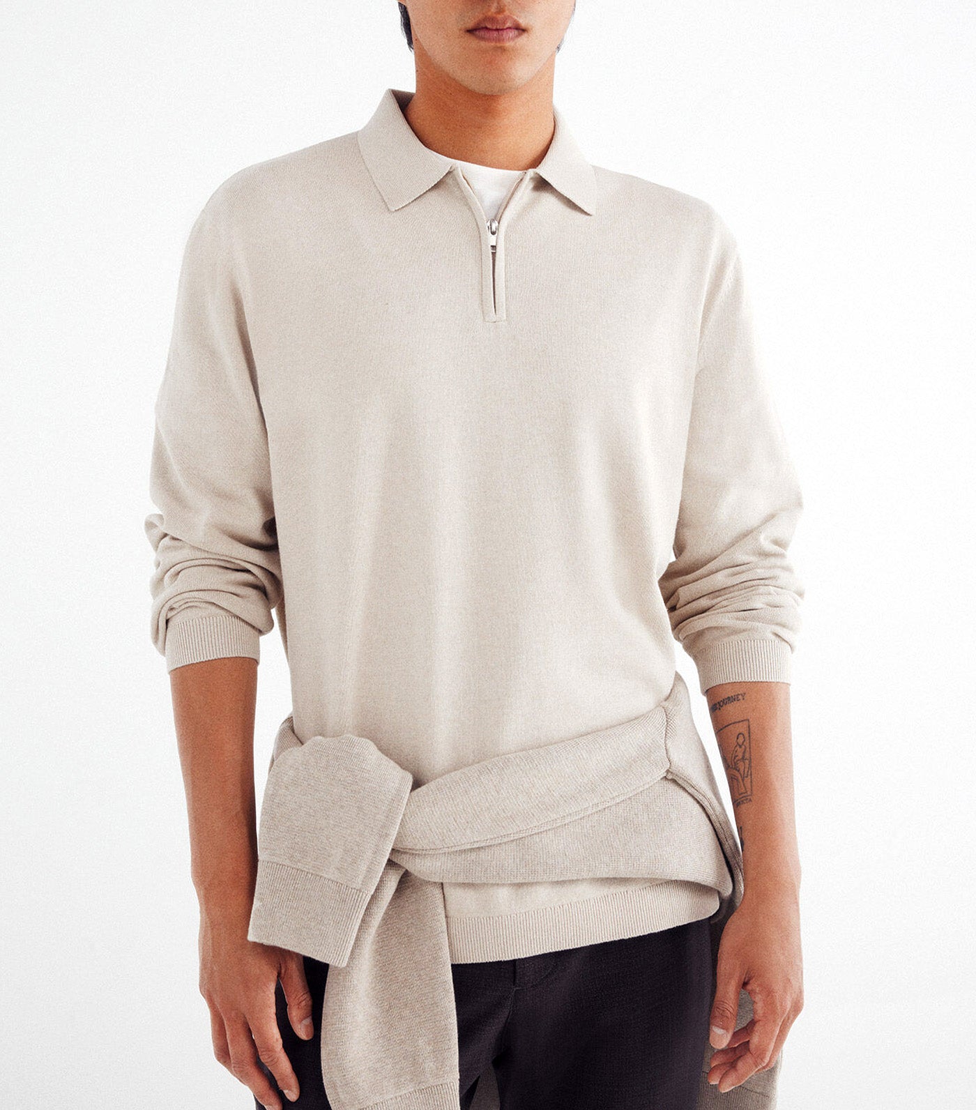 Springfield Polo Neck Zip Sweater Sand