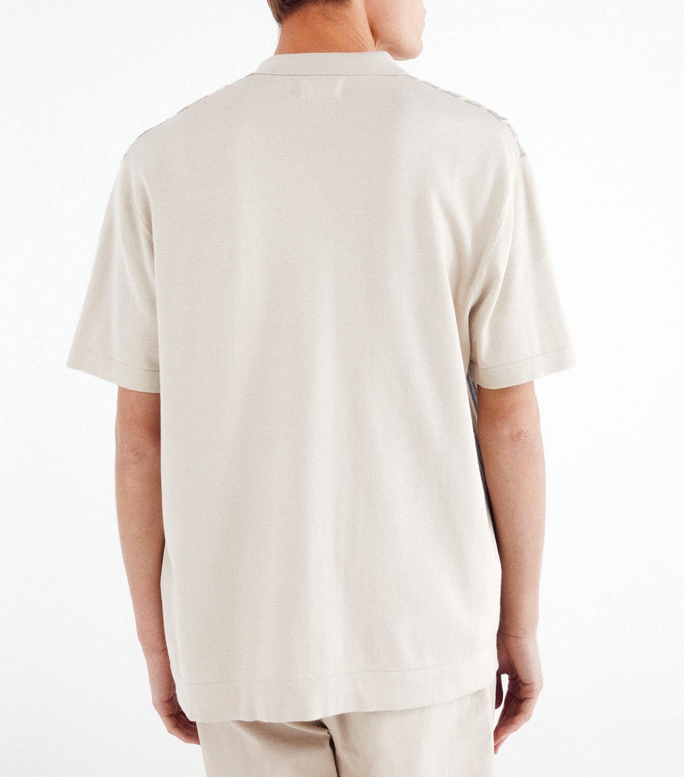 Short-Sleeved Cardigan with Vertical Stripes Beige