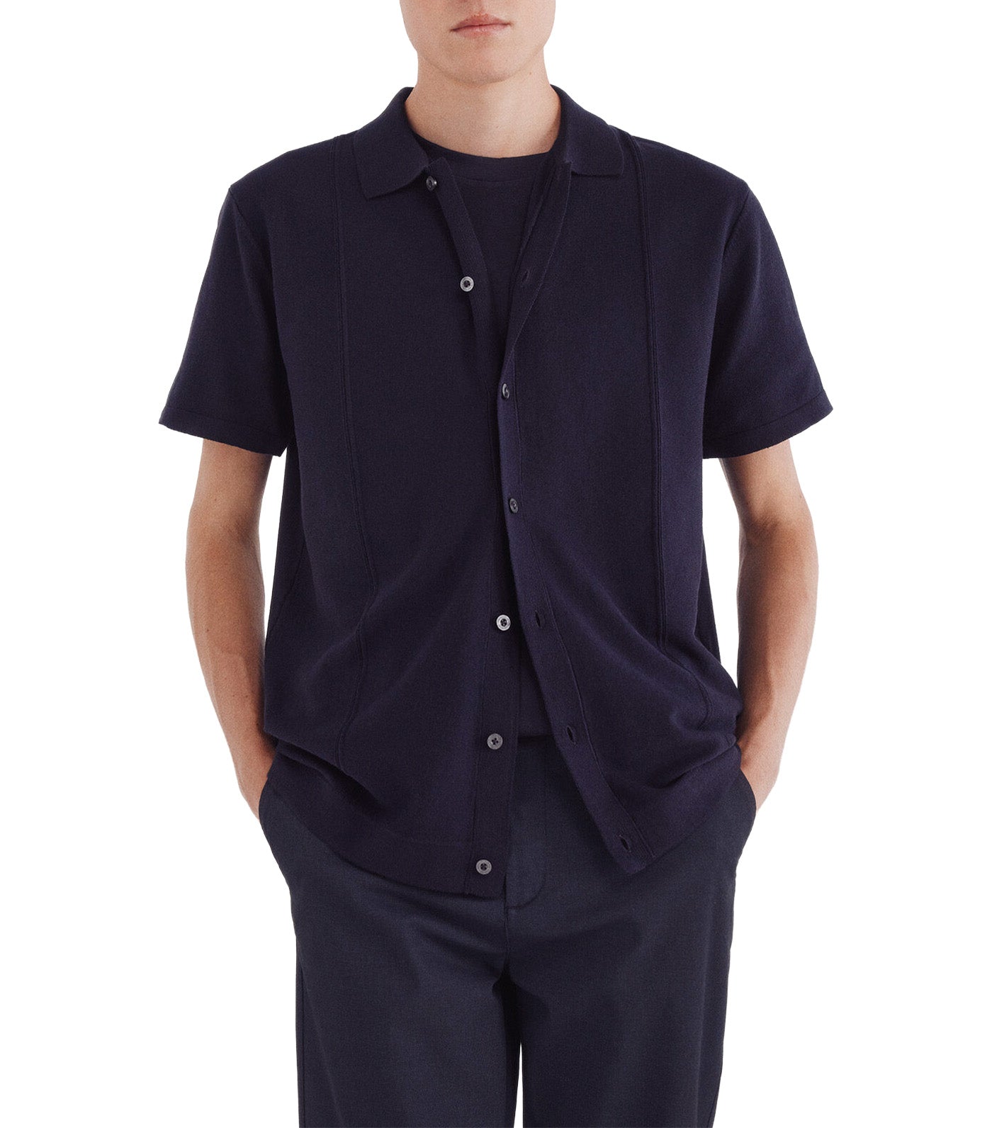 Short Sleeve Vertical Striped Cardigan