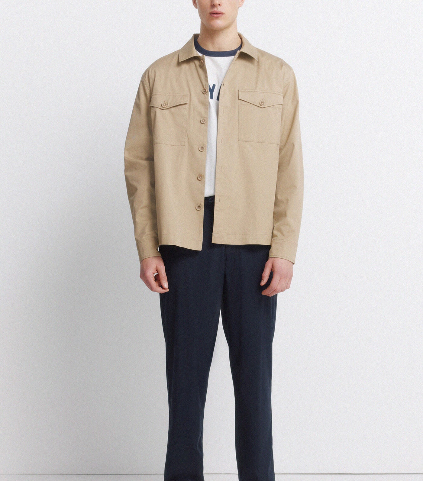 Springfield Lightweight Overshirt with Pocket Beige