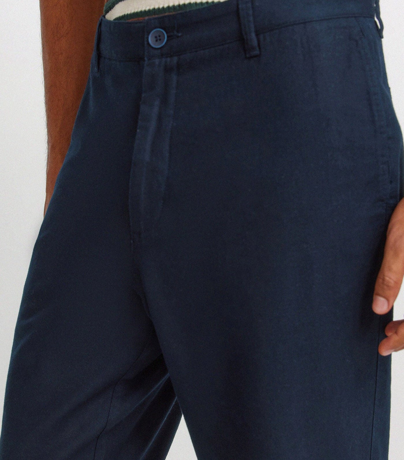 Cotton Straight Fit Trousers Dark Blue