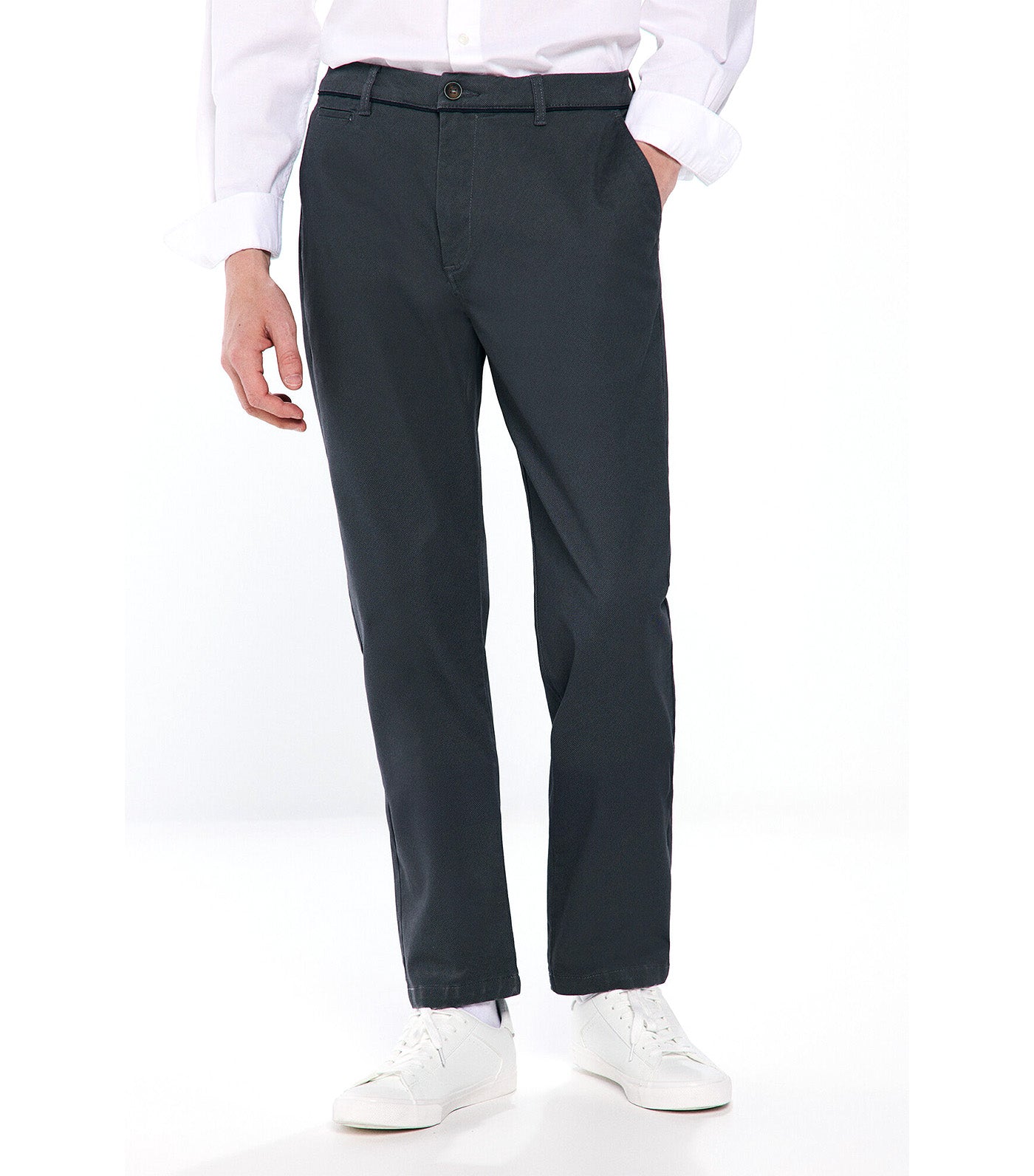 Slim Fit Printed Chino Trousers Dark Gray