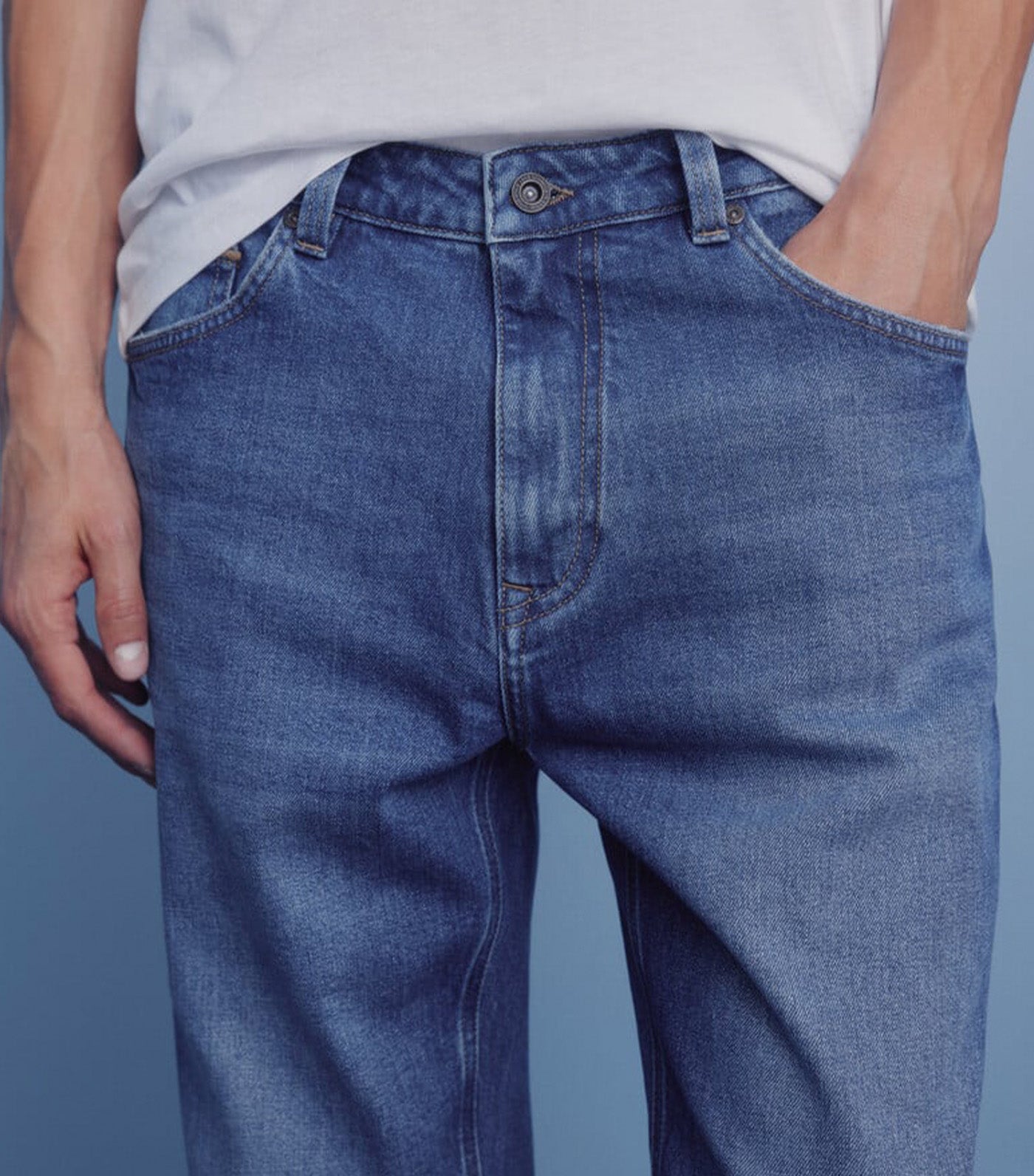 Slim Fit Micro-Print Chino Trousers Medium Blue