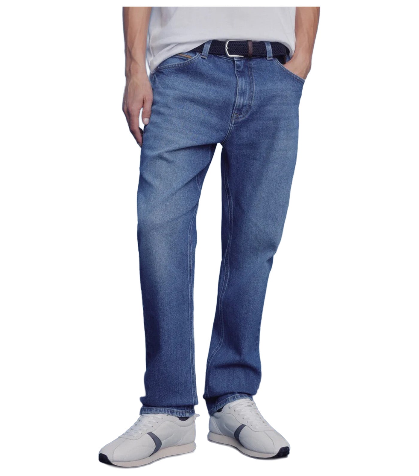 Slim Fit Micro-Print Chino Trousers Medium Blue