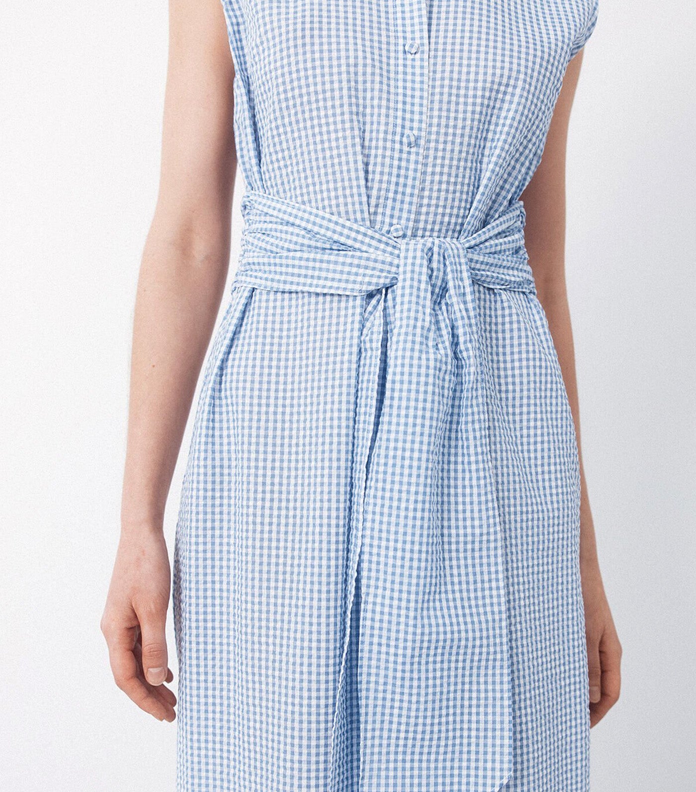 Gingham Shirt Dress Medium Blue