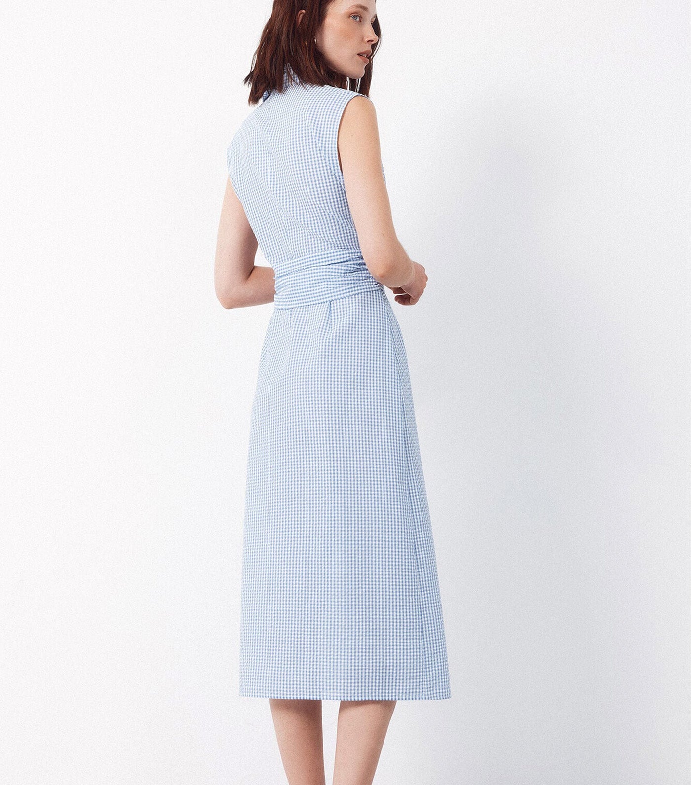 Gingham Shirt Dress Medium Blue