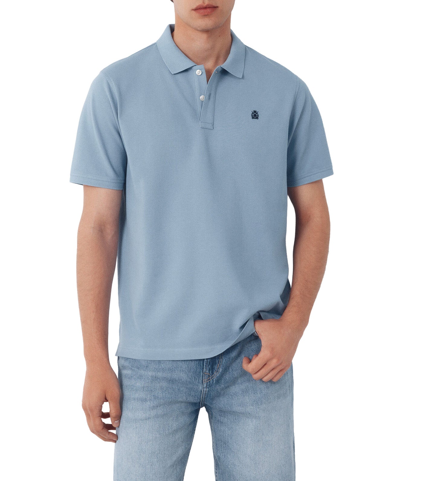 Basic Piqué Polo Shirt Medium Blue