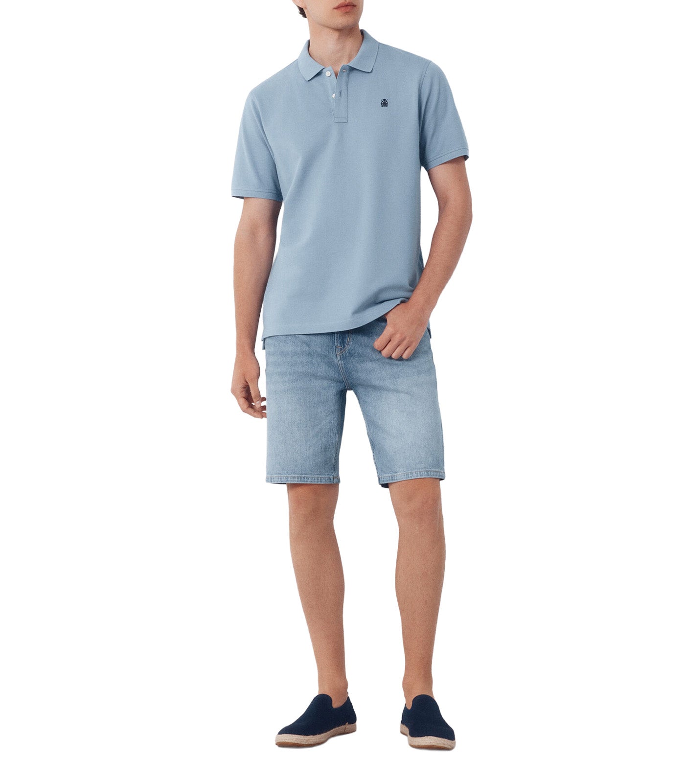 Basic Piqué Polo Shirt Medium Blue