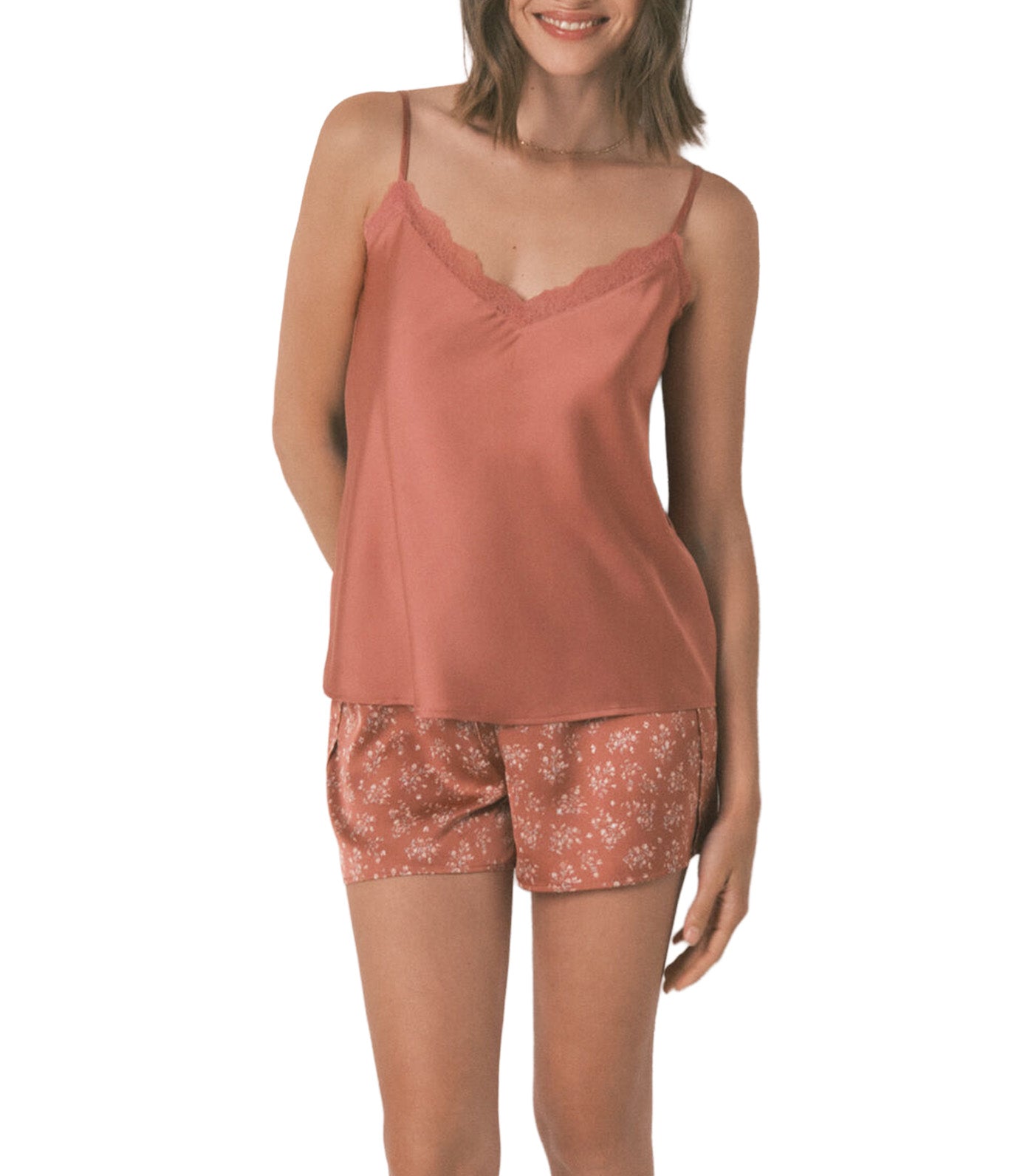 Satin Short Pajamas Pink