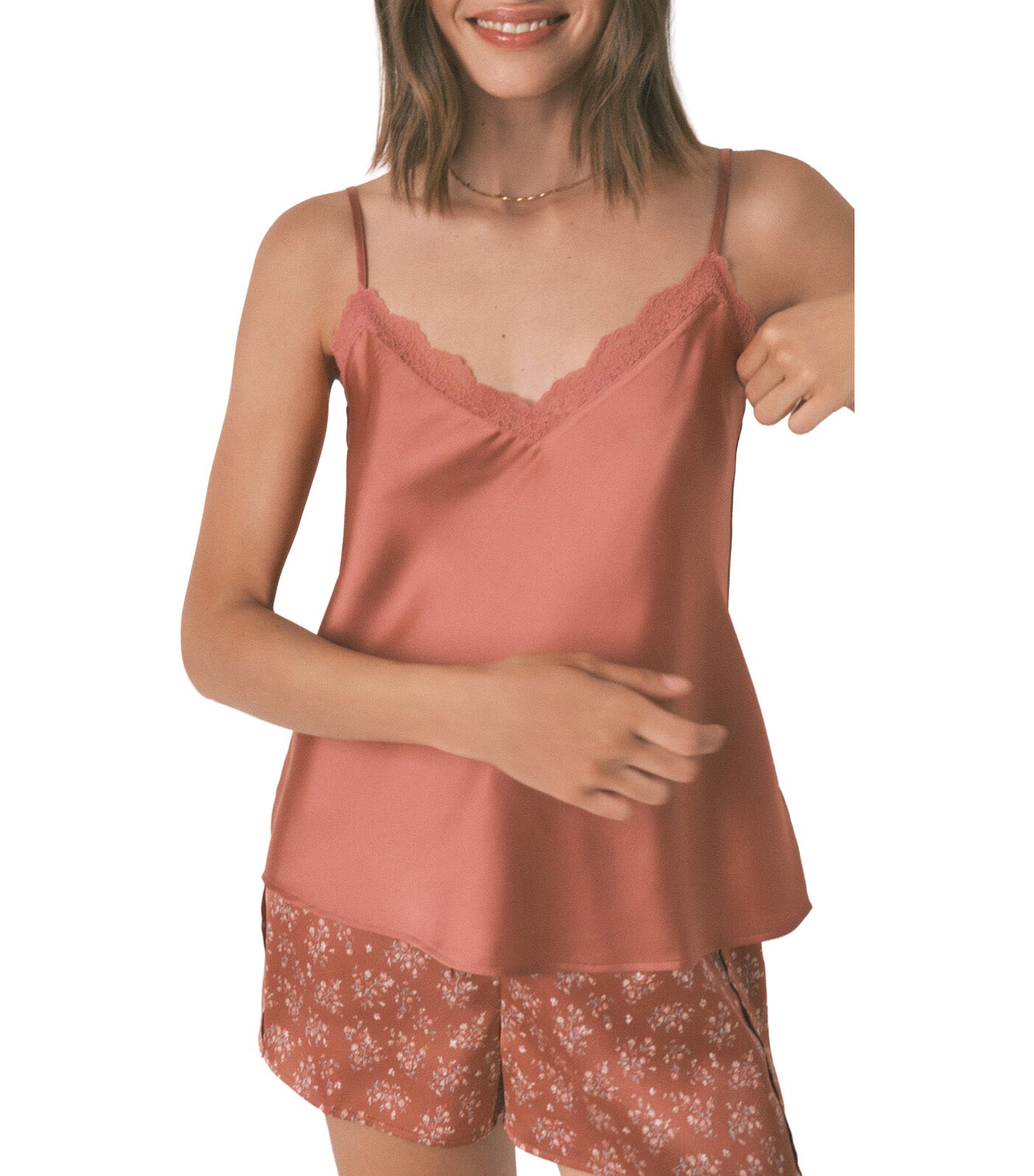 Satin Short Pajamas Pink