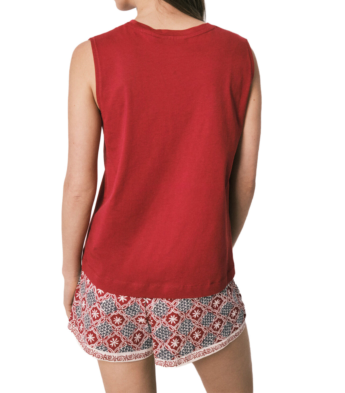 Snoopy Cotton Sleeveless Short Pajamas Red