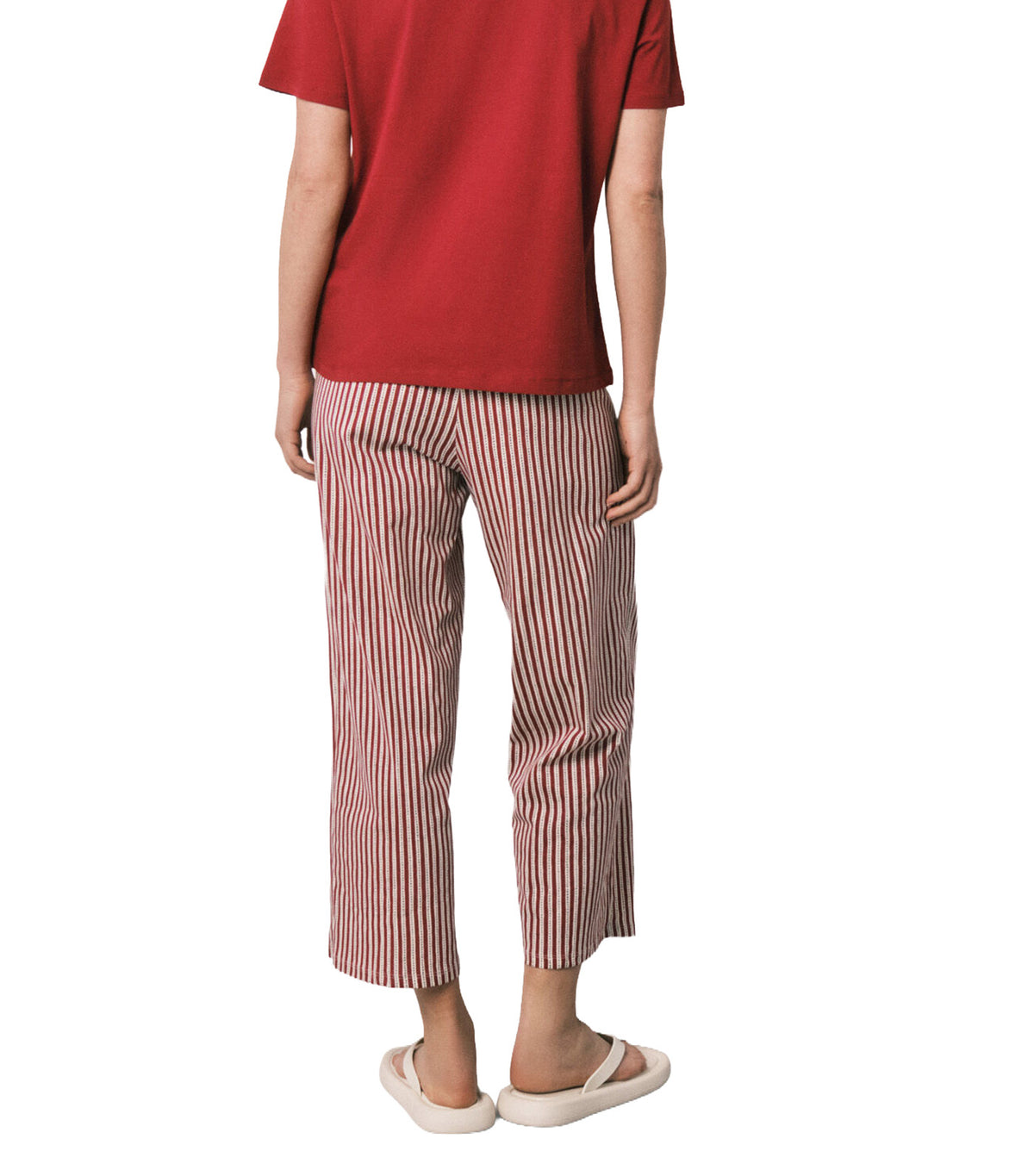 Striped Cotton Capri Pajamas Snoopy Red