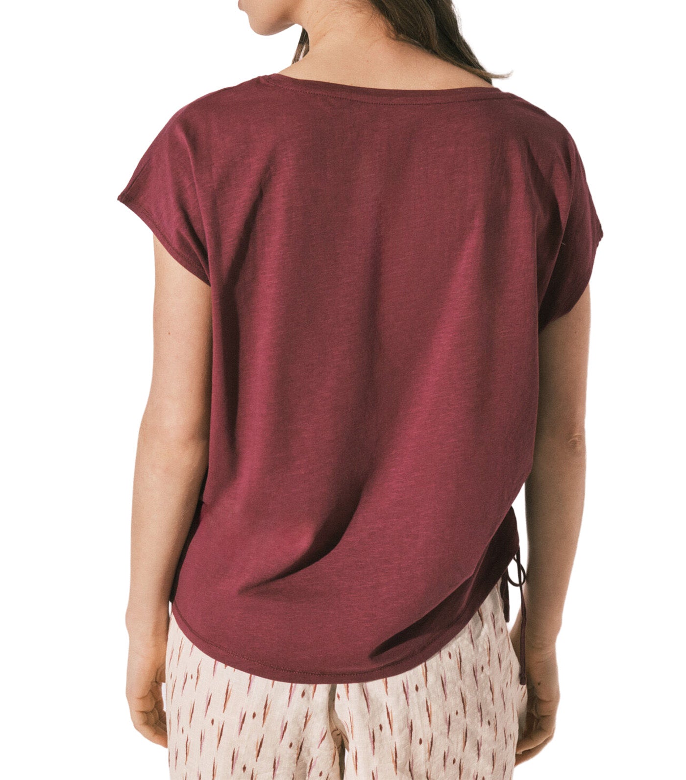 Cotton Ruched T-Shirt Wine