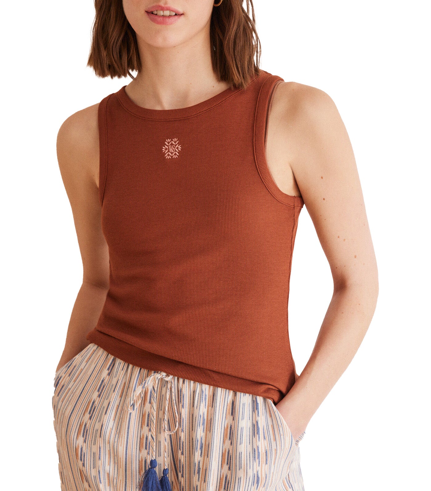 Cotton Vest Top Brown