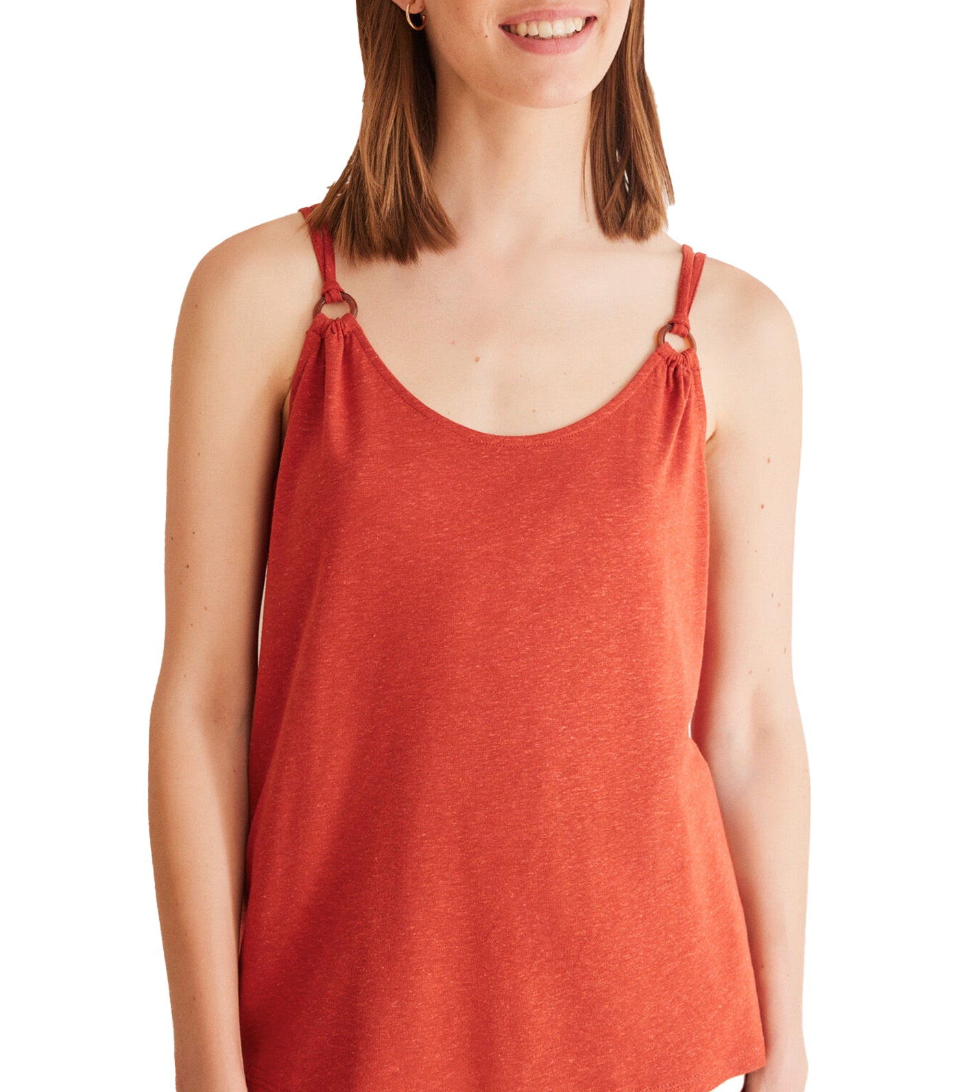 Linen Vest Top Dark Orange