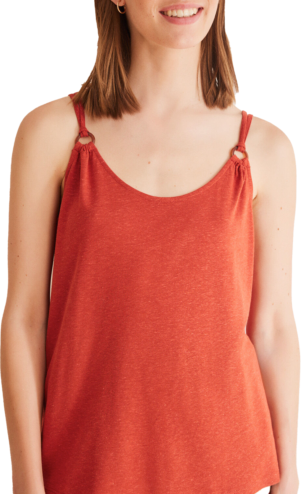 Linen Vest Top Dark Orange