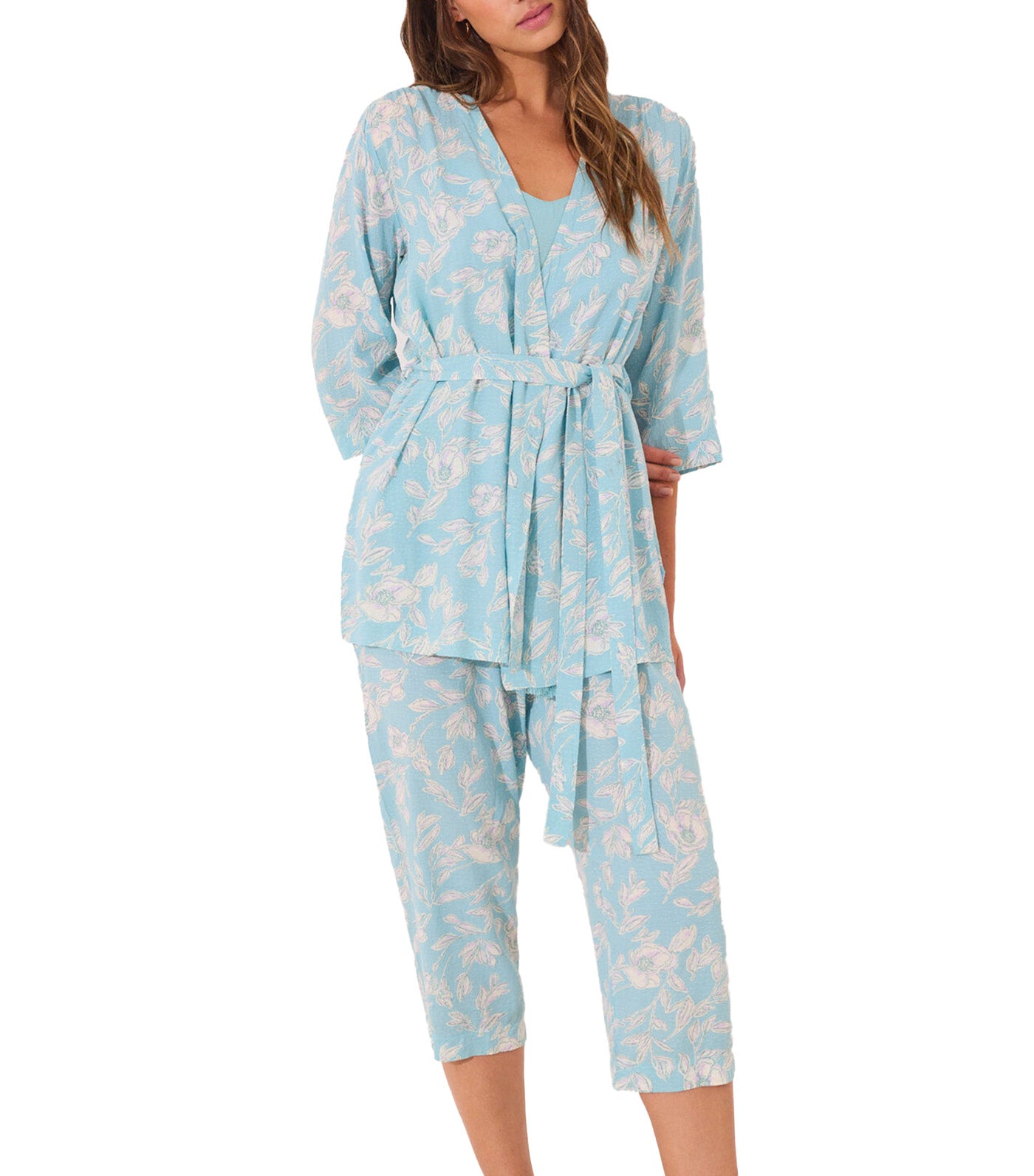 T-Shirt, Trouser, and Robe Set Blue