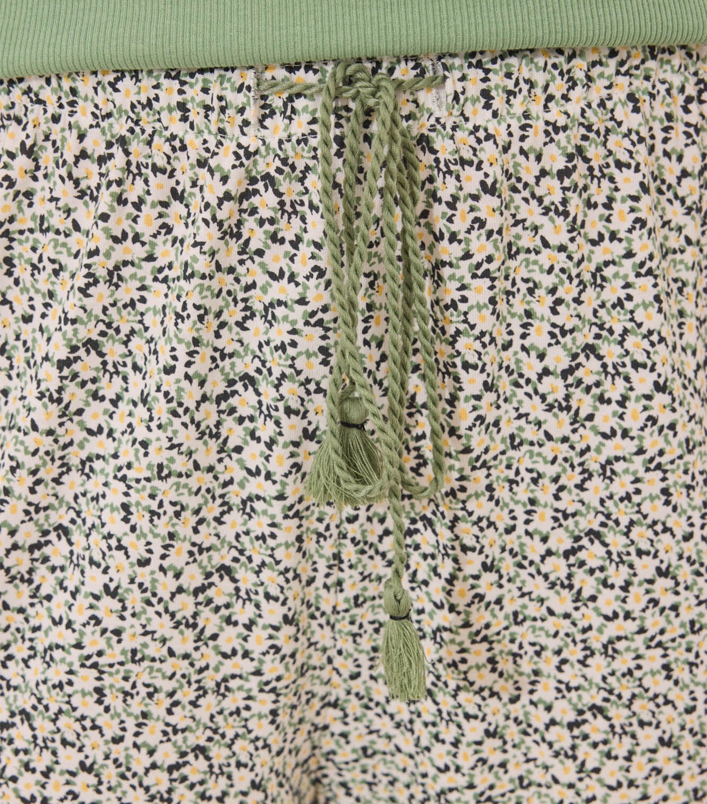 Long Ribbed Cotton Pajamas Green