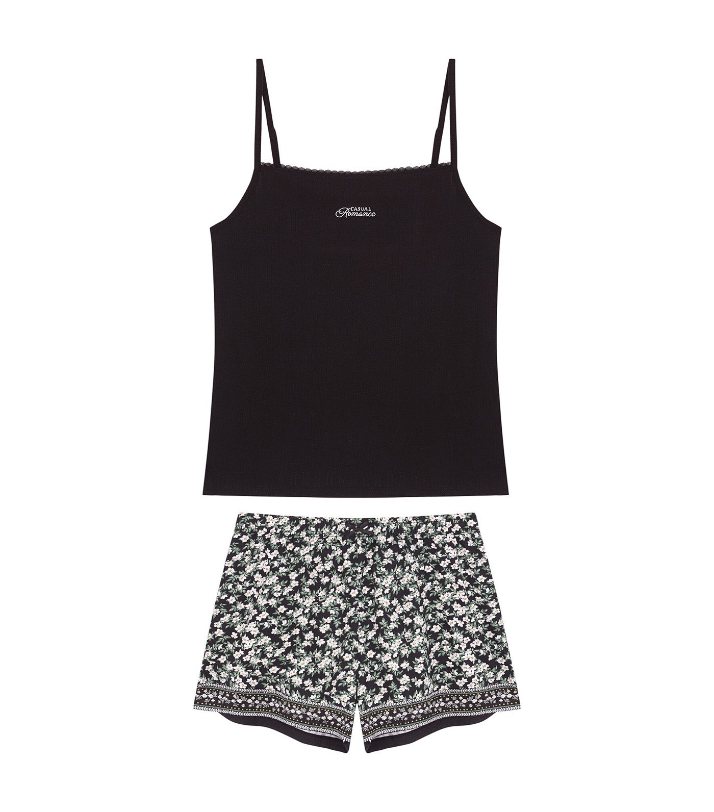 Pointelle Cotton Short Pajamas Black