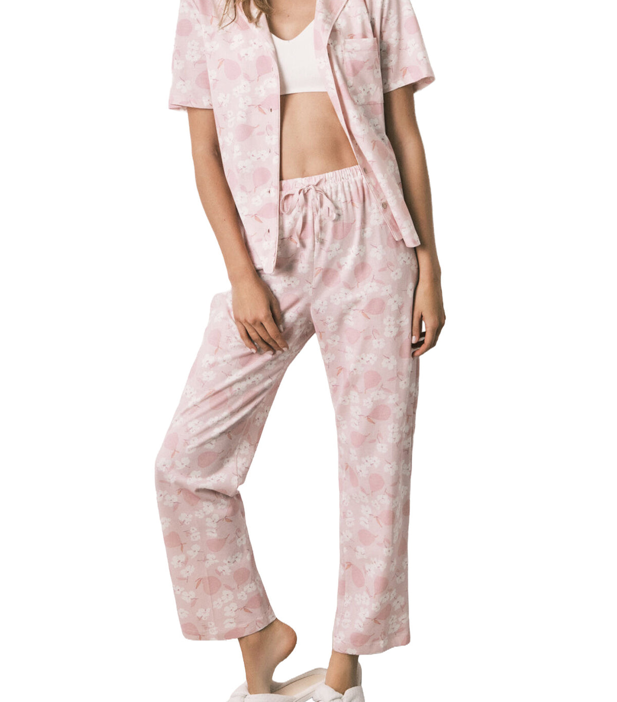Floral And Pear Print Classic Pajamas Multi