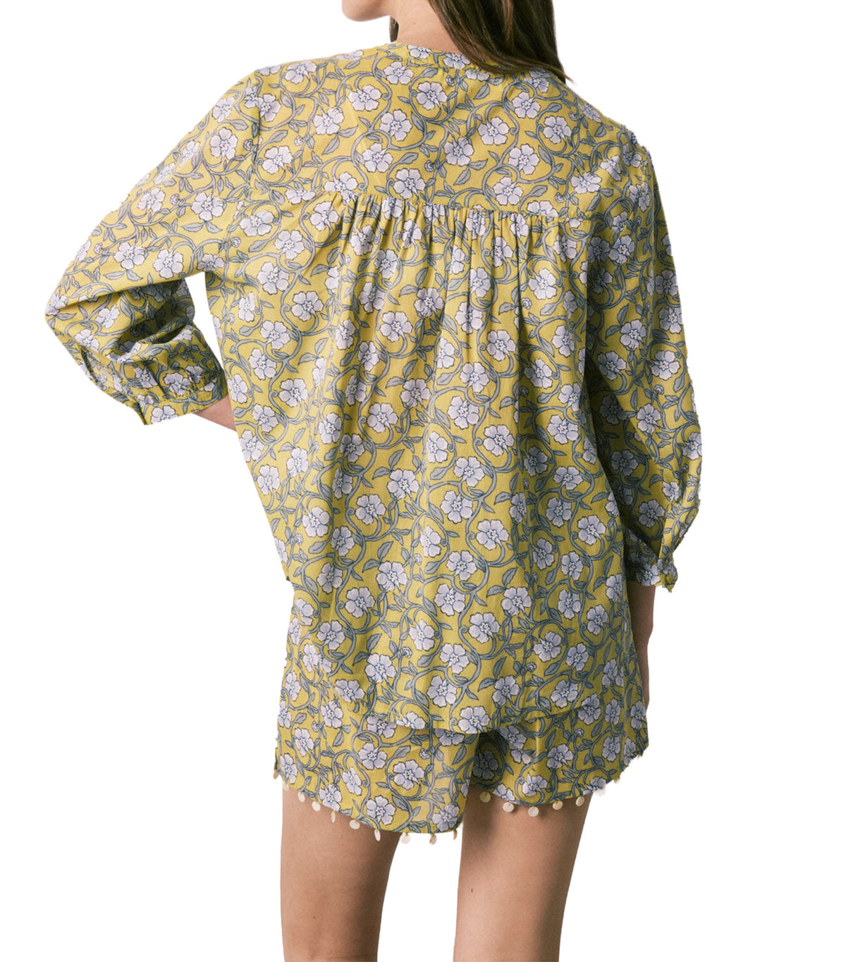 Floral Print Short Classic Pajamas Green