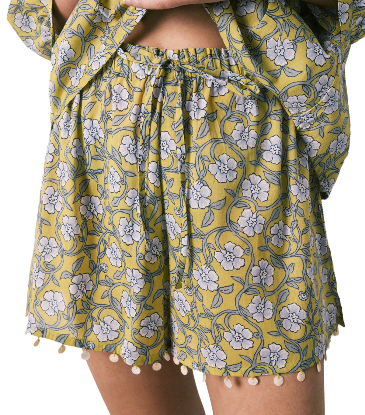 Floral Print Short Classic Pajamas Green