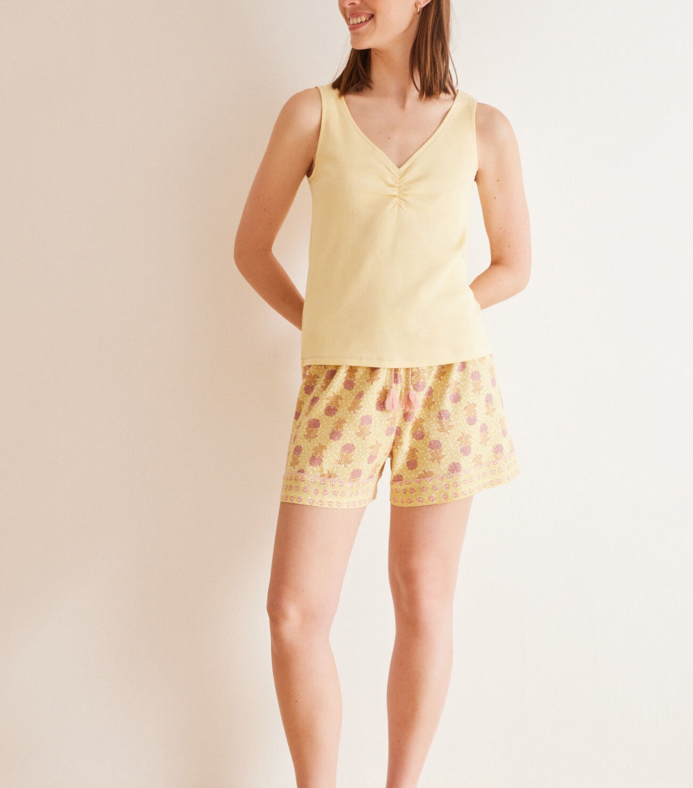 Yellow Cotton Short Pajamas