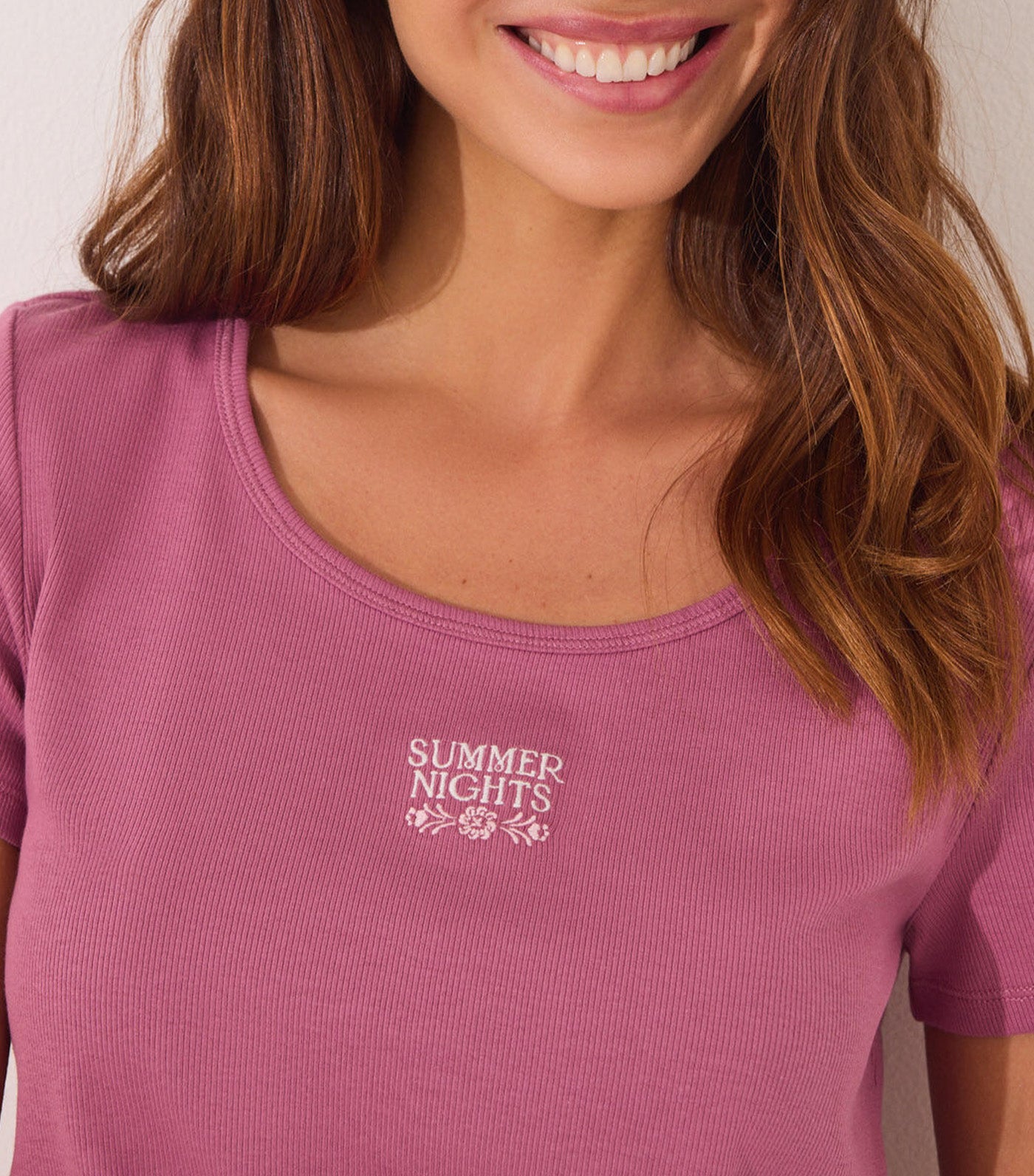 Cotton Short-Sleeves Pajamas Pink
